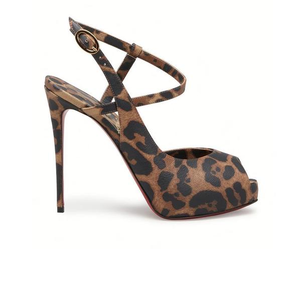 Jenlove Alta 120mm Brown Leopard Animal Print Platform Sandals E432 - Picture 2 of 12